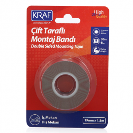 Kraf Montaj Banfı Çift Taraflı Extra Güçlü Dış Ekan 19mmx1,5m 2520g